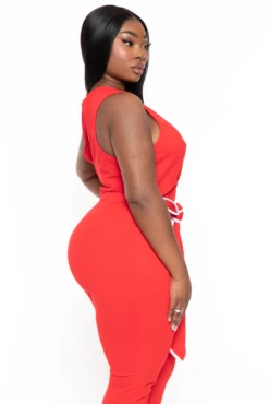 Plus Size Marisa Front Tie Jumpsuit- Red -Kitchensuppliesdeal curvy sense jumpsuits and rompers plus size marisa front tie jumpsuit red 32127074828385