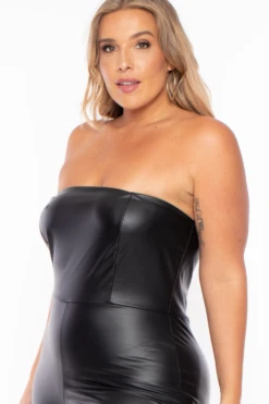 Plus Size Mauri Faux Leather Catsuit - Black -Kitchensuppliesdeal curvy sense jumpsuits and rompers plus size mauri faux leather catsuit black 29441247248481