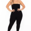 Plus Size Mauri Strapless Catsuit - Black -Kitchensuppliesdeal curvy sense jumpsuits and rompers plus size mauri strapless catsuit black 29443878158433