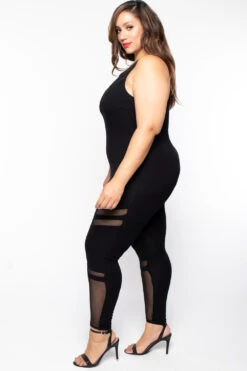 Plus Size Mina Mesh Jumpsuit - Black 6 Plus Size Mina Mesh Jumpsuit - Black -Kitchensuppliesdeal curvy sense jumpsuits and rompers plus size mina mesh jumpsuit black 29706650910817
