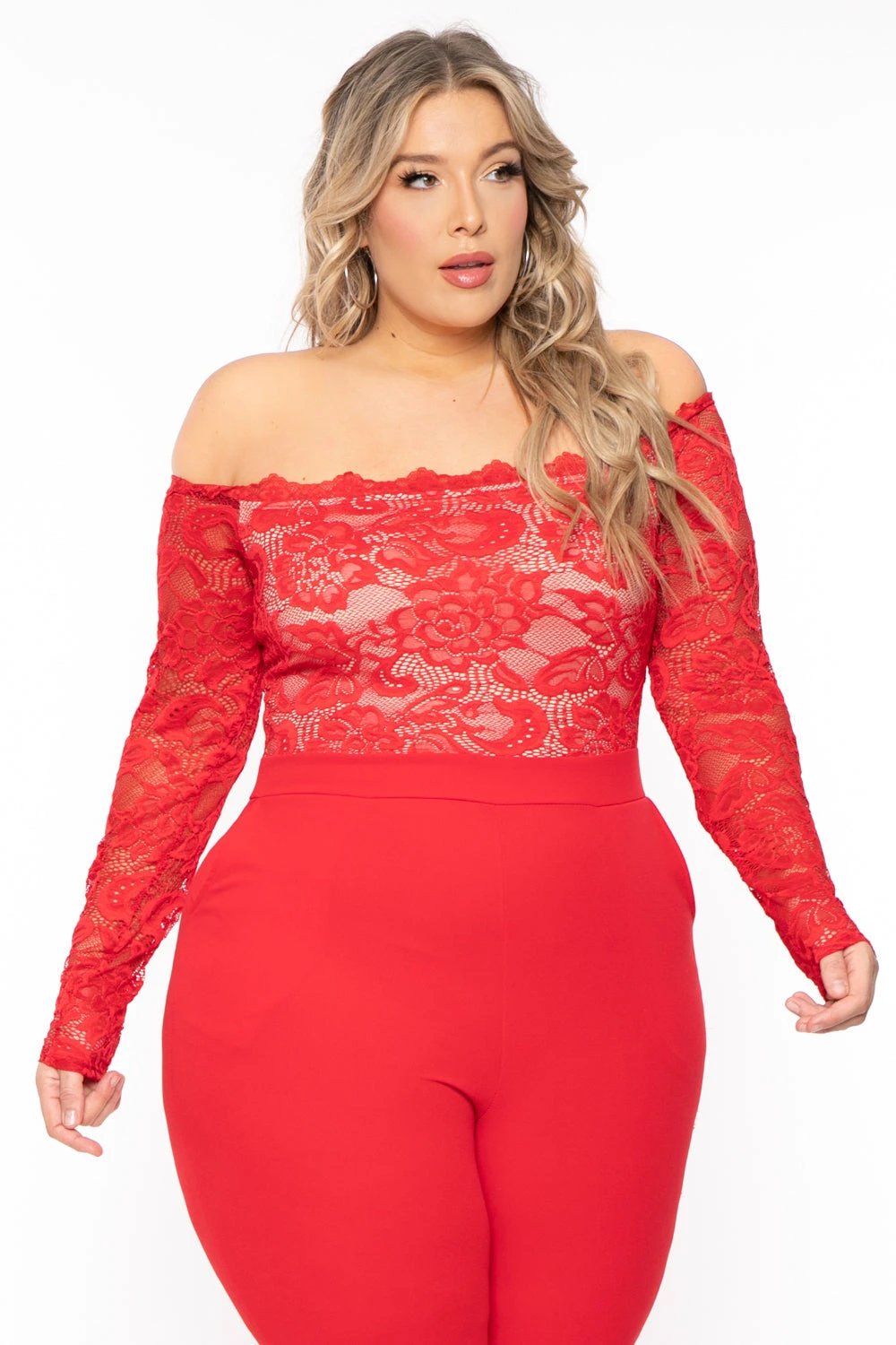 Plus Size Minnie Lace Top Jumpsuit - Red Plus Size Minnie Lace Top Jumpsuit - Red -Kitchensuppliesdeal curvy sense jumpsuits and rompers plus size minnie lace top jumpsuit red 31152179019873