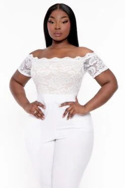 Plus Size Minnie Lace Top Short Sleeve Jumpsuit - White 5 Plus Size Minnie Lace Top Short Sleeve Jumpsuit - White -Kitchensuppliesdeal curvy sense jumpsuits and rompers plus size minnie lace top short sleeve jumpsuit white 31999880069217
