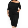 Plus Size Off The Shoulder Capri Jumpsuit - Black -Kitchensuppliesdeal curvy sense jumpsuits and rompers plus size off the shoulder capri jumpsuit black 30025618423905