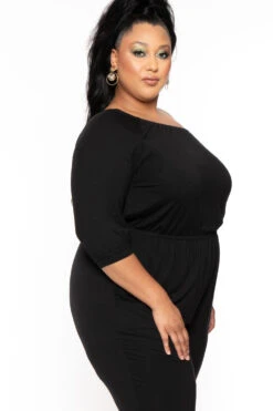 Plus Size Off The Shoulder Capri Jumpsuit - Black -Kitchensuppliesdeal curvy sense jumpsuits and rompers plus size off the shoulder capri jumpsuit black 30025618620513