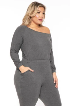 Plus Size Off The Shoulder Jumpsuit - Charcoal 3 Plus Size Off The Shoulder Jumpsuit - Charcoal -Kitchensuppliesdeal curvy sense jumpsuits and rompers plus size off the shoulder jumpsuit charcoal 30453275066465