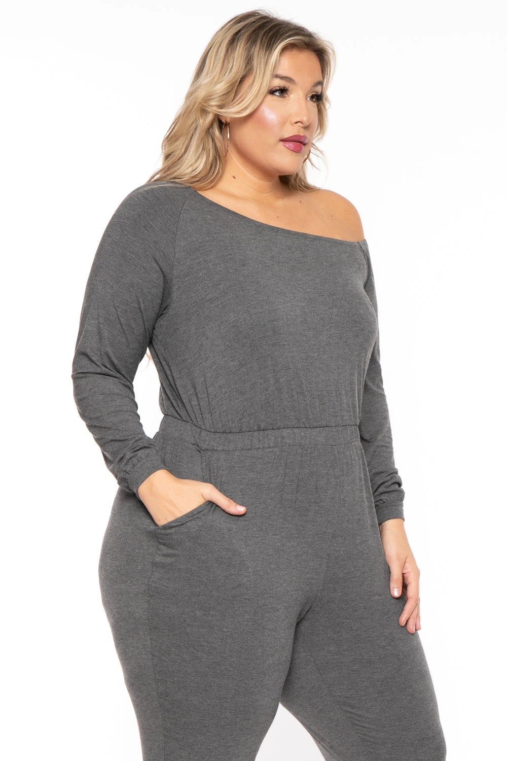 Plus Size Off The Shoulder Jumpsuit - Charcoal Plus Size Off The Shoulder Jumpsuit - Charcoal -Kitchensuppliesdeal curvy sense jumpsuits and rompers plus size off the shoulder jumpsuit charcoal 30453275066465