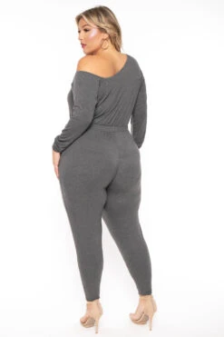 Plus Size Off The Shoulder Jumpsuit - Charcoal 5 Plus Size Off The Shoulder Jumpsuit - Charcoal -Kitchensuppliesdeal curvy sense jumpsuits and rompers plus size off the shoulder jumpsuit charcoal 30453275459681