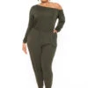 Plus Size Off The Shoulder Jumpsuit - Olive 2 Plus Size Off The Shoulder Jumpsuit - Olive -Kitchensuppliesdeal curvy sense jumpsuits and rompers plus size off the shoulder jumpsuit olive 30446232764513