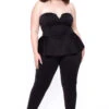 Plus Size Peplum Waist Jumpsuit - Black 1 Plus Size Peplum Waist Jumpsuit - Black -Kitchensuppliesdeal curvy sense jumpsuits and rompers plus size peplum waist jumpsuit black 29263849488481