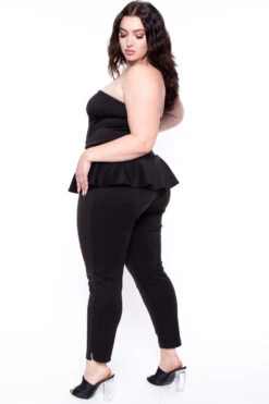 Plus Size Peplum Waist Jumpsuit - Black -Kitchensuppliesdeal curvy sense jumpsuits and rompers plus size peplum waist jumpsuit black 29263863021665