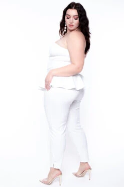 Plus Size Peplum Waist Jumpsuit - Ivory -Kitchensuppliesdeal curvy sense jumpsuits and rompers plus size peplum waist jumpsuit ivory 29887709773921