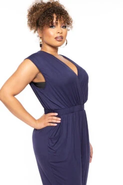 Plus Size Rosewood Cross Front Jumpsuit - Navy -Kitchensuppliesdeal curvy sense jumpsuits and rompers plus size rosewood cross front jumpsuit navy 30446183907425