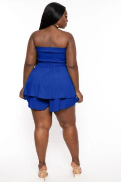 Plus Size Shani Smocked Romper - Royal Blue -Kitchensuppliesdeal curvy sense jumpsuits and rompers plus size shani smocked romper royal blue 32167060537441
