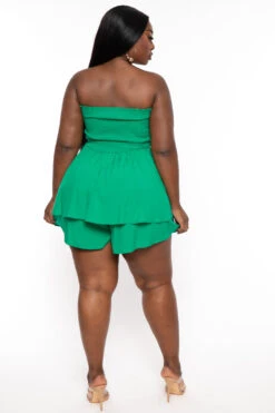 Plus Size Shani Smocked Romper - Green -Kitchensuppliesdeal curvy sense jumpsuits and rompers plus size shani smoked romper green 31780939726945