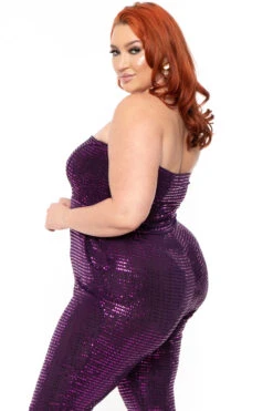 Plus Size Shantel Sequin Jumpsuit - Violet -Kitchensuppliesdeal curvy sense jumpsuits and rompers plus size shantel sequin jumpsuit violet 30512137961569