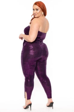 Plus Size Shantel Sequin Jumpsuit - Violet -Kitchensuppliesdeal curvy sense jumpsuits and rompers plus size shantel sequin jumpsuit violet 30512138289249