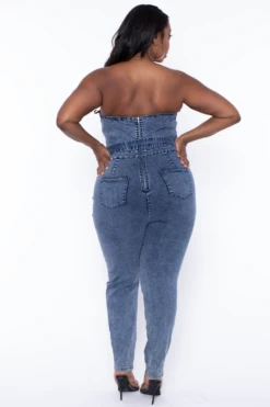 Plus Size Strapless Denim Jumpsuit - Acid Wash 6 Plus Size Strapless Denim Jumpsuit - Acid Wash -Kitchensuppliesdeal curvy sense jumpsuits and rompers plus size strapless denim jumpsuit acid wash 29254375964769