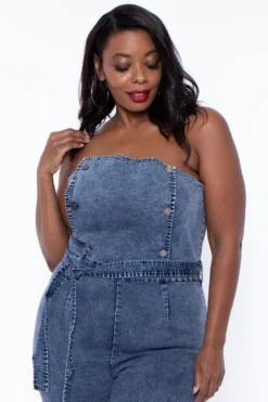Plus Size Strapless Denim Jumpsuit - Acid Wash 4 Plus Size Strapless Denim Jumpsuit - Acid Wash -Kitchensuppliesdeal curvy sense jumpsuits and rompers plus size strapless denim jumpsuit acid wash 31469597589601