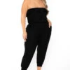Plus Size Strapless Ruffle Capri Jumpsuit - Black 1 Plus Size Strapless Ruffle Capri Jumpsuit - Black -Kitchensuppliesdeal curvy sense jumpsuits and rompers plus size strapless ruffle capri jumpsuit black 30026019274849