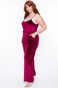 Plus Size Veronica Velour Catsuit - Burgundy -Kitchensuppliesdeal curvy sense jumpsuits and rompers plus size veronica velour catsuit burgundy 29256974598241