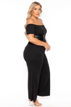 Plus Size Waist Snatcher Wide Leg Jumpsuit - Black -Kitchensuppliesdeal curvy sense jumpsuits and rompers plus size waist snatcher wide leg jumpsuit black 30103451828321