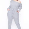 Plus Size Zadie Ribbed Jumpsuit - Heather Grey 2 Plus Size Zadie Ribbed Jumpsuit - Heather Grey -Kitchensuppliesdeal curvy sense jumpsuits and rompers plus size zadie ribbed jumpsuit heather grey 29270948413537