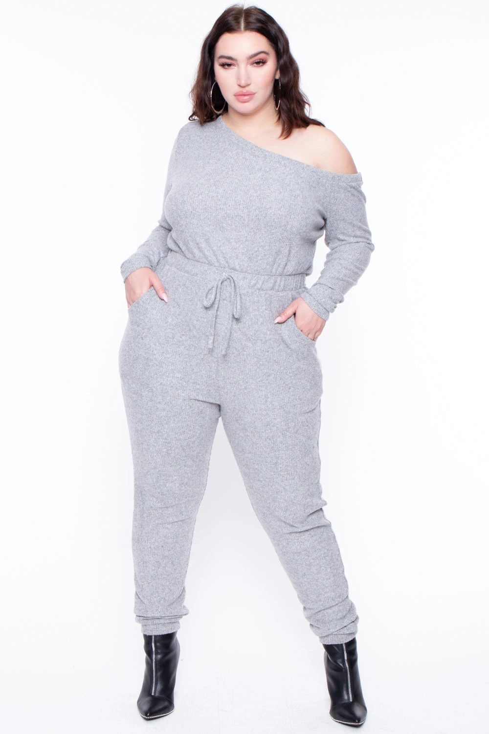 Plus Size Zadie Ribbed Jumpsuit - Heather Grey Plus Size Zadie Ribbed Jumpsuit - Heather Grey -Kitchensuppliesdeal curvy sense jumpsuits and rompers plus size zadie ribbed jumpsuit heather grey 29270948413537