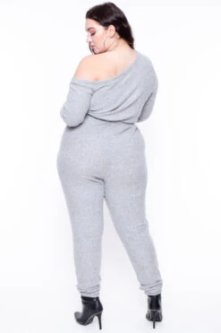 Plus Size Zadie Ribbed Jumpsuit - Heather Grey 4 Plus Size Zadie Ribbed Jumpsuit - Heather Grey -Kitchensuppliesdeal curvy sense jumpsuits and rompers plus size zadie ribbed jumpsuit heather grey 29270948544609