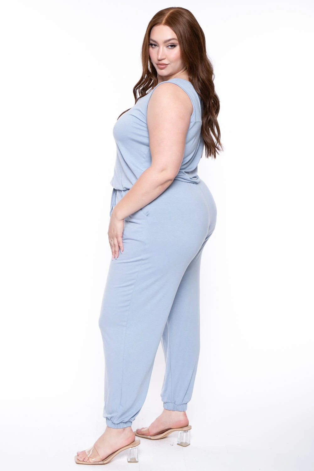 Plus Size Zelda Button Up Lounge Jumpsuit - Ash Blue Plus Size Zelda Button Up Lounge Jumpsuit - Ash Blue -Kitchensuppliesdeal curvy sense jumpsuits and rompers plus size zelda button up lounge jumpsuit ash blue 29439923945569
