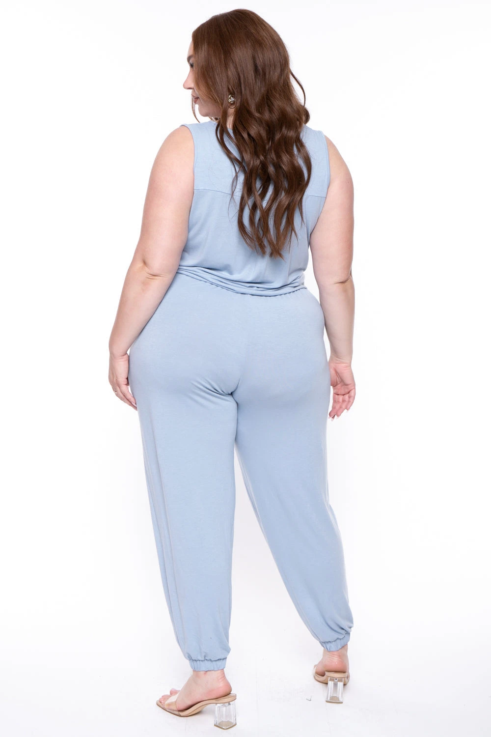 Plus Size Zelda Button Up Lounge Jumpsuit - Ash Blue Plus Size Zelda Button Up Lounge Jumpsuit - Ash Blue -Kitchensuppliesdeal curvy sense jumpsuits and rompers plus size zelda button up lounge jumpsuit ash blue 29439924043873