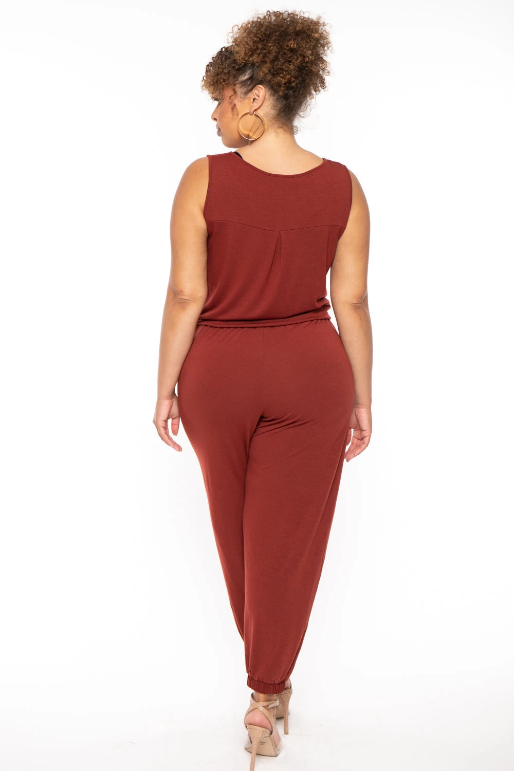 Plus Size Zelda Button Up Lounge Jumpsuit - Brick Plus Size Zelda Button Up Lounge Jumpsuit - Brick -Kitchensuppliesdeal curvy sense jumpsuits and rompers plus size zelda button up lounge jumpsuit brick 30489266487393