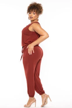 Plus Size Zelda Button Up Lounge Jumpsuit - Brick 6 Plus Size Zelda Button Up Lounge Jumpsuit - Brick -Kitchensuppliesdeal curvy sense jumpsuits and rompers plus size zelda button up lounge jumpsuit brick 30489266847841