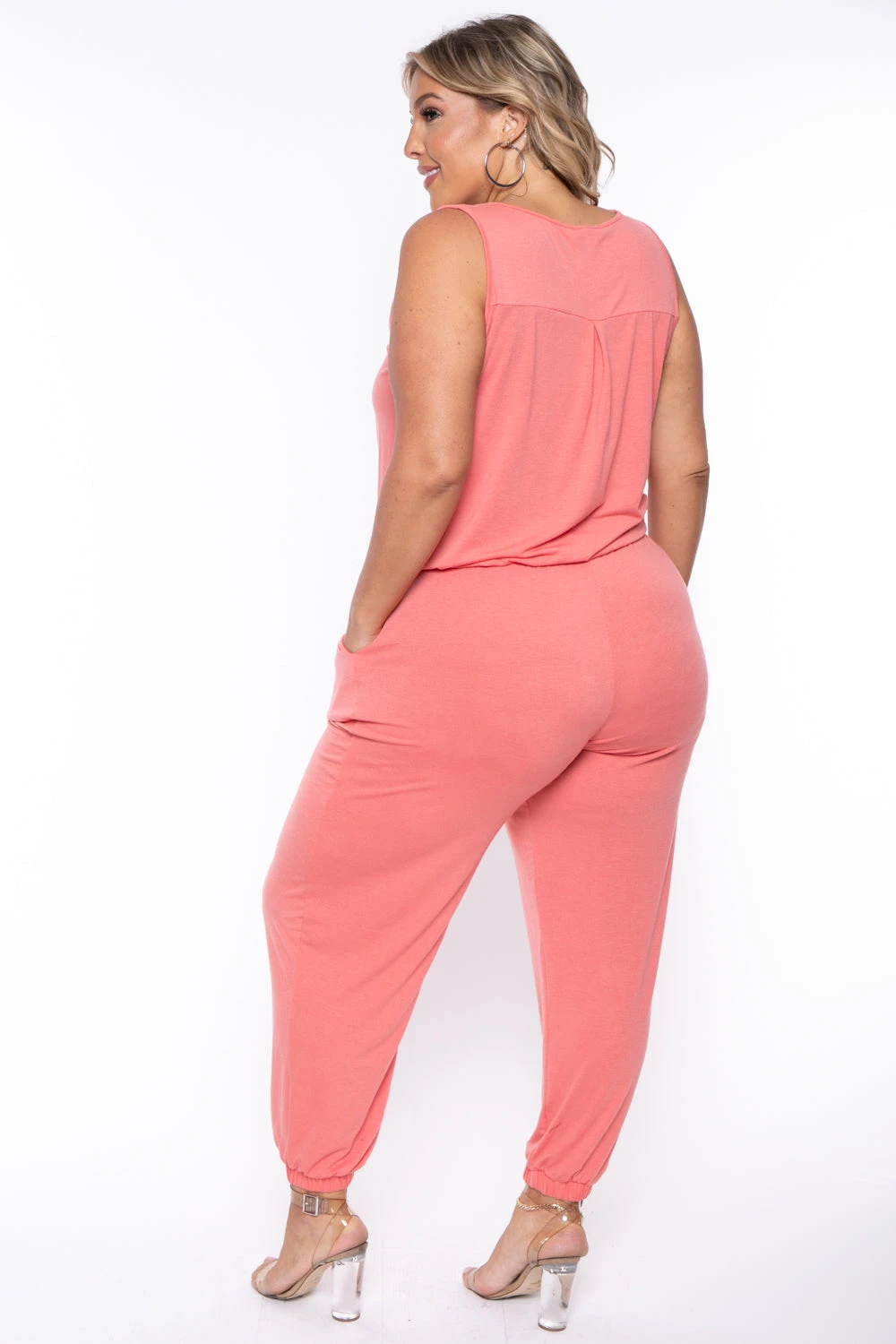 Plus Size Zelda Button Up Lounge Jumpsuit - Deep Coral Plus Size Zelda Button Up Lounge Jumpsuit - Deep Coral -Kitchensuppliesdeal curvy sense jumpsuits and rompers plus size zelda button up lounge jumpsuit deep coral 29439557730401