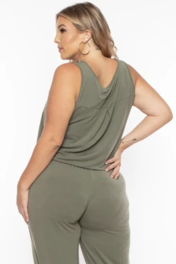 Plus Size Zelda Button Up Lounge Jumpsuit - Olive 4 Plus Size Zelda Button Up Lounge Jumpsuit - Olive -Kitchensuppliesdeal curvy sense jumpsuits and rompers plus size zelda button up lounge jumpsuit olive 29257458843745