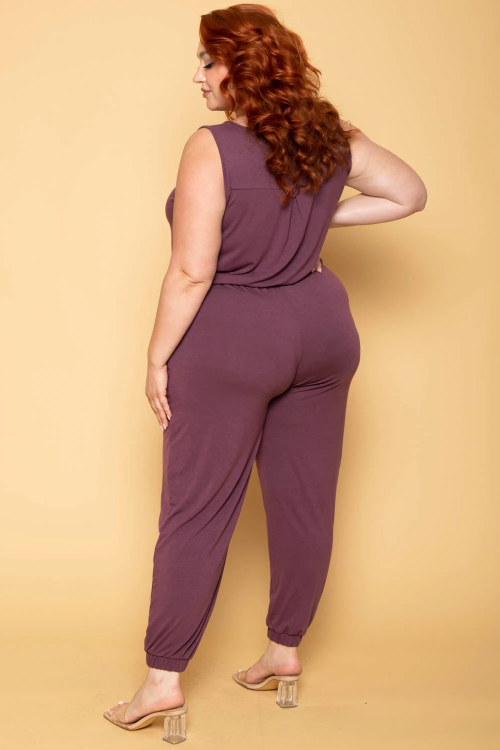 Plus Size Zelda Button Up Lounge Jumpsuit - Plum Plus Size Zelda Button Up Lounge Jumpsuit - Plum -Kitchensuppliesdeal curvy sense jumpsuits and rompers plus size zelda button up lounge jumpsuit plum 30025970253921