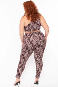 Plus Size Abstract Print Crop Top And Leggings Set - Burgundy -Kitchensuppliesdeal curvy sense matching sets plus size abstract print crop top and leggings set burgundy 30022905200737