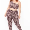 Plus Size Abstract Print Crop Top And Leggings Set - Burgundy -Kitchensuppliesdeal curvy sense matching sets plus size abstract print crop top and leggings set burgundy 30023038074977