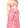 Plus Size Amina 2PC Print Matching Set - Pink -Kitchensuppliesdeal curvy sense matching sets plus size amina 2pc print matching set pink 31497219375201