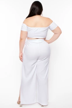 Plus Size Andrea Crop Top And Flare Pants Set - White 5 Plus Size Andrea Crop Top And Flare Pants Set - White -Kitchensuppliesdeal curvy sense matching sets plus size andrea crop top and flare pants set white 30021806030945