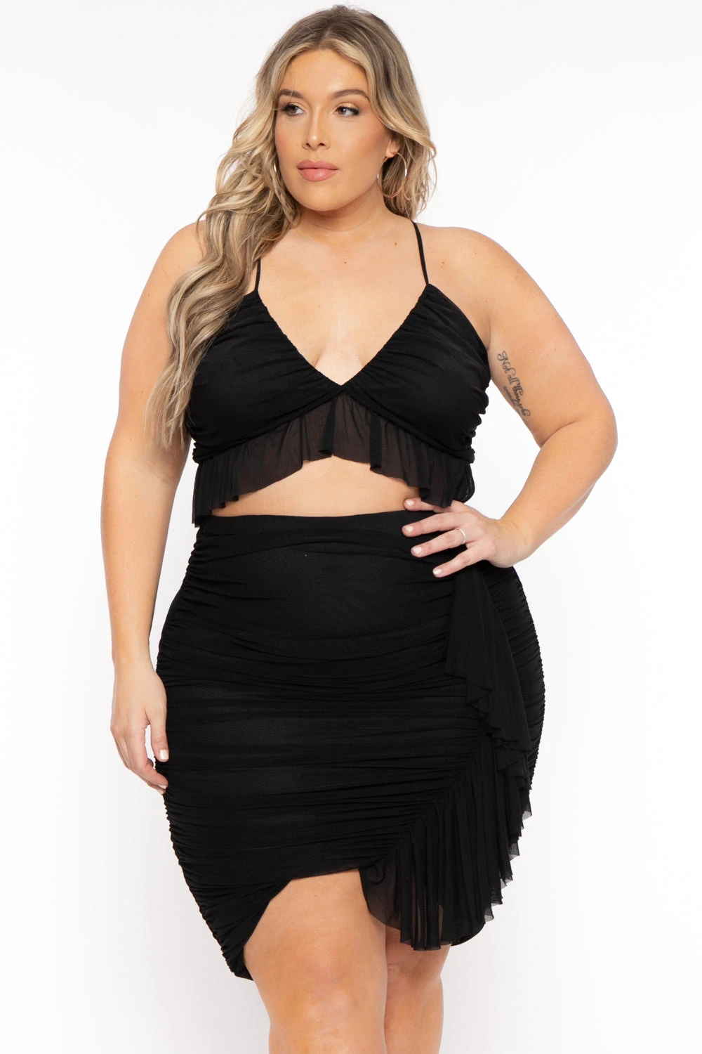 Plus Size Cami Top and Ruffle Skirt 2pc Matching Set - Black Plus Size Cami Top And Ruffle Skirt 2pc Matching Set - Black -Kitchensuppliesdeal curvy sense matching sets plus size cami and ruffle skirt 2pc matching set black 31921346871393