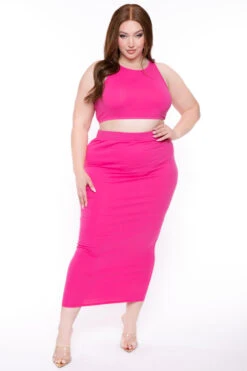 Plus Size Candace Tank And Skirt Matching Set - Hot Pink -Kitchensuppliesdeal curvy sense matching sets plus size candace tank and skirt matching set hot pink 29439899861089