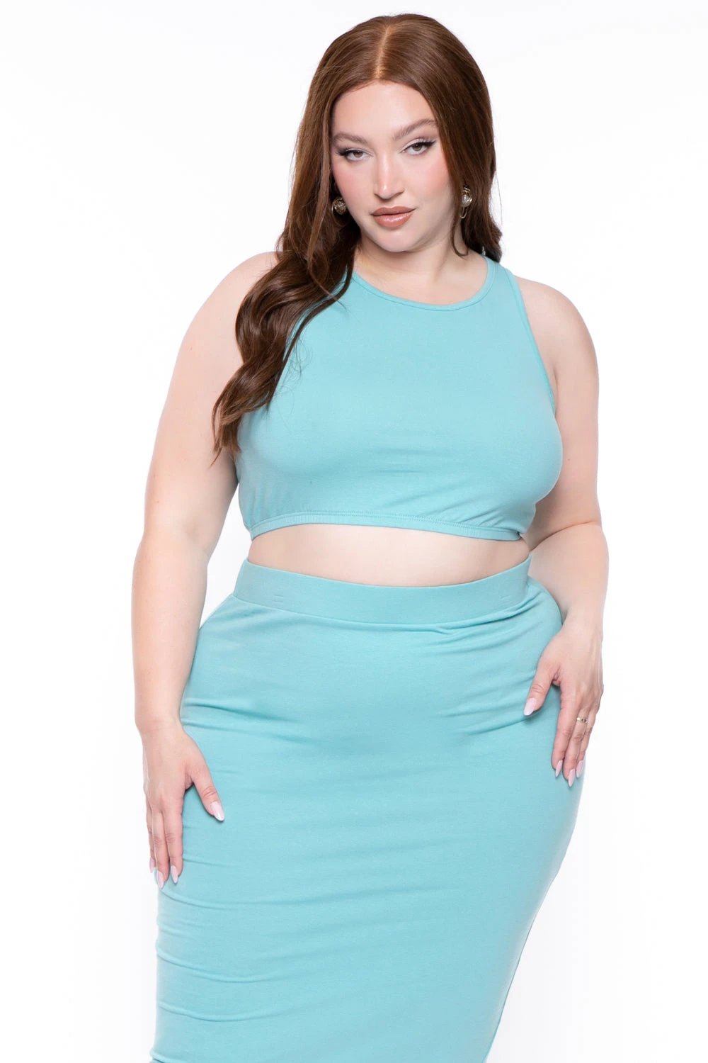 Plus Size Candace Tank and Skirt Matching Set - Teal Plus Size Candace Tank And Skirt Matching Set - Teal -Kitchensuppliesdeal curvy sense matching sets plus size candace tank and skirt matching set teal 29448008106081