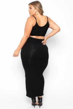 Plus Size Connie Crop Top & Skirt Set - Black -Kitchensuppliesdeal curvy sense matching sets plus size connie crop top skirt set black 29706881695841