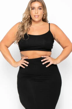 Plus Size Connie Crop Top & Skirt Set - Black -Kitchensuppliesdeal curvy sense matching sets plus size connie crop top skirt set black 29706881859681