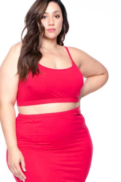 Plus Size Connie Crop Top & Skirt Set - Red -Kitchensuppliesdeal curvy sense matching sets plus size connie crop top skirt set red 29881964396641