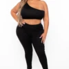 Plus Size Crop Top And Leggings Set - Black 2 Plus Size Crop Top And Leggings Set - Black -Kitchensuppliesdeal curvy sense matching sets plus size crop top and leggings set black 29704395980897