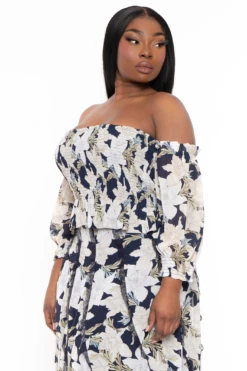Plus Size De Luna Smocked Top & Skirt Set - Navy 4 Plus Size De Luna Smocked Top & Skirt Set - Navy -Kitchensuppliesdeal curvy sense matching sets plus size de luna smocked top skirt set navy 32046504575073