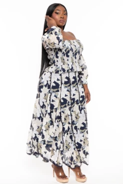 Plus Size De Luna Smocked Top & Skirt Set - Navy 5 Plus Size De Luna Smocked Top & Skirt Set - Navy -Kitchensuppliesdeal curvy sense matching sets plus size de luna smocked top skirt set navy 32046504673377