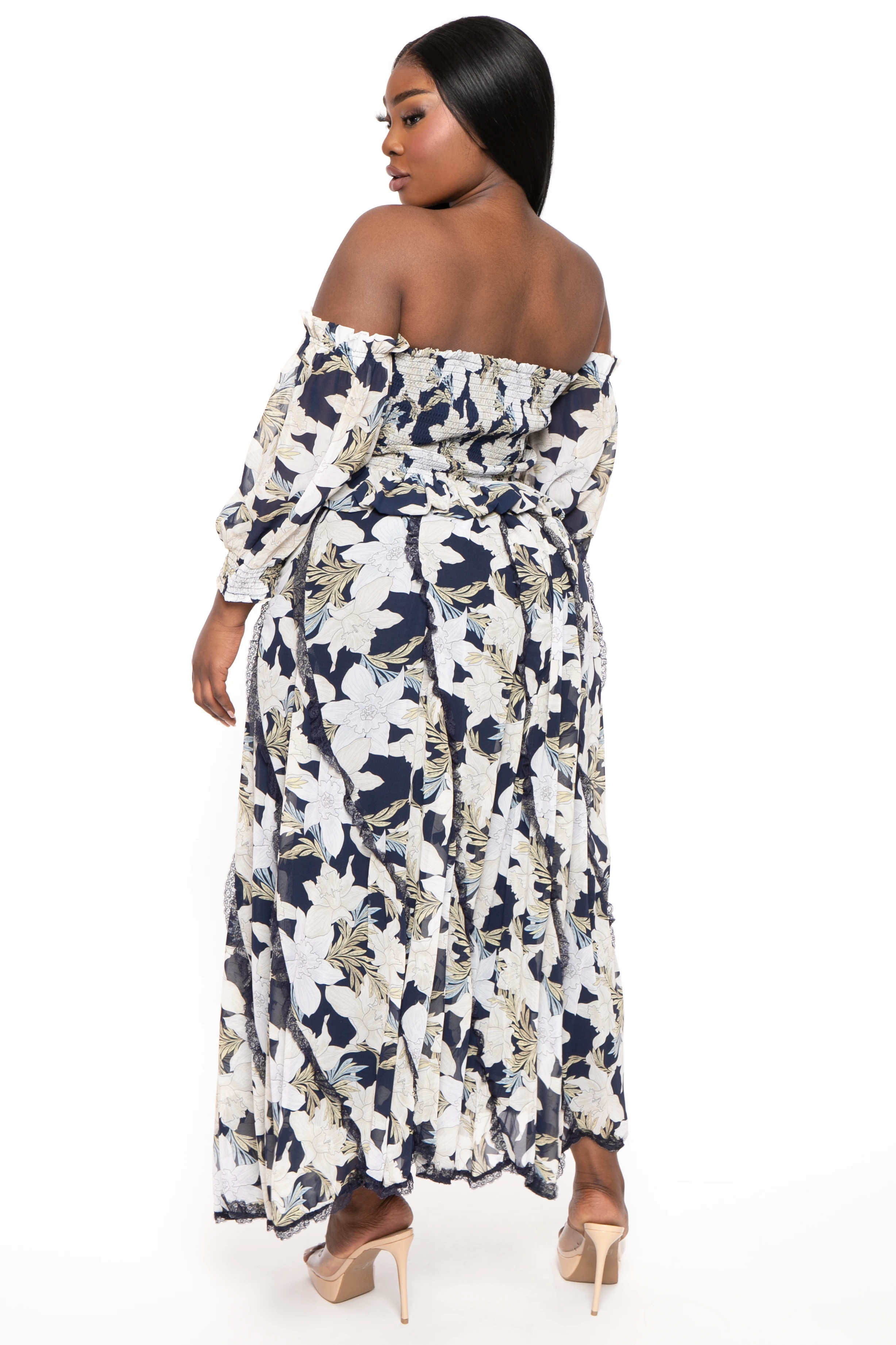 Plus Size De Luna Smocked Top & Skirt Set - Navy Plus Size De Luna Smocked Top & Skirt Set - Navy -Kitchensuppliesdeal curvy sense matching sets plus size de luna smocked top skirt set navy 32046504771681