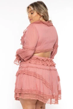 Plus Size Drina Lurex Chiffon Top & Skirt Set -Mauve -Kitchensuppliesdeal curvy sense matching sets plus size drina lurex chiffon top skirt set mauve 31901045227617